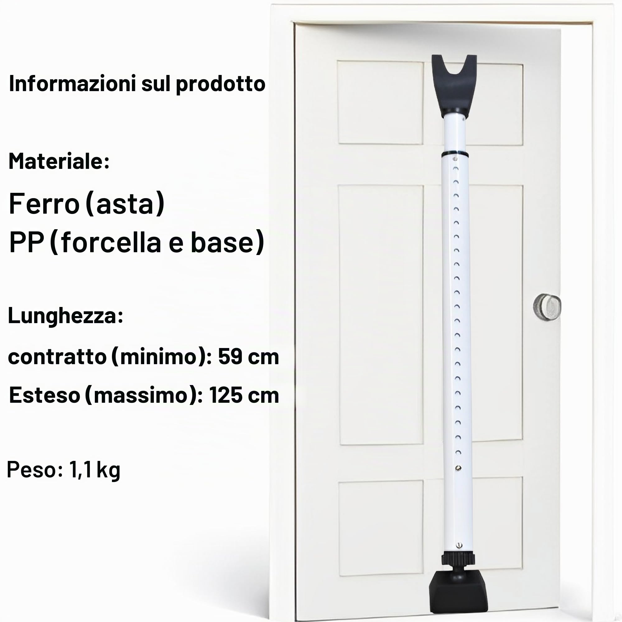 Palo Della Porta Superiore Resistente, Blocca Porta, Blocca Porta Antintrusione, Chiavistello, Regolazione Telescopica, Antiscivolo e Anti-Collisione, Adatta a Varie Porte In Hotel,Uffici e Case