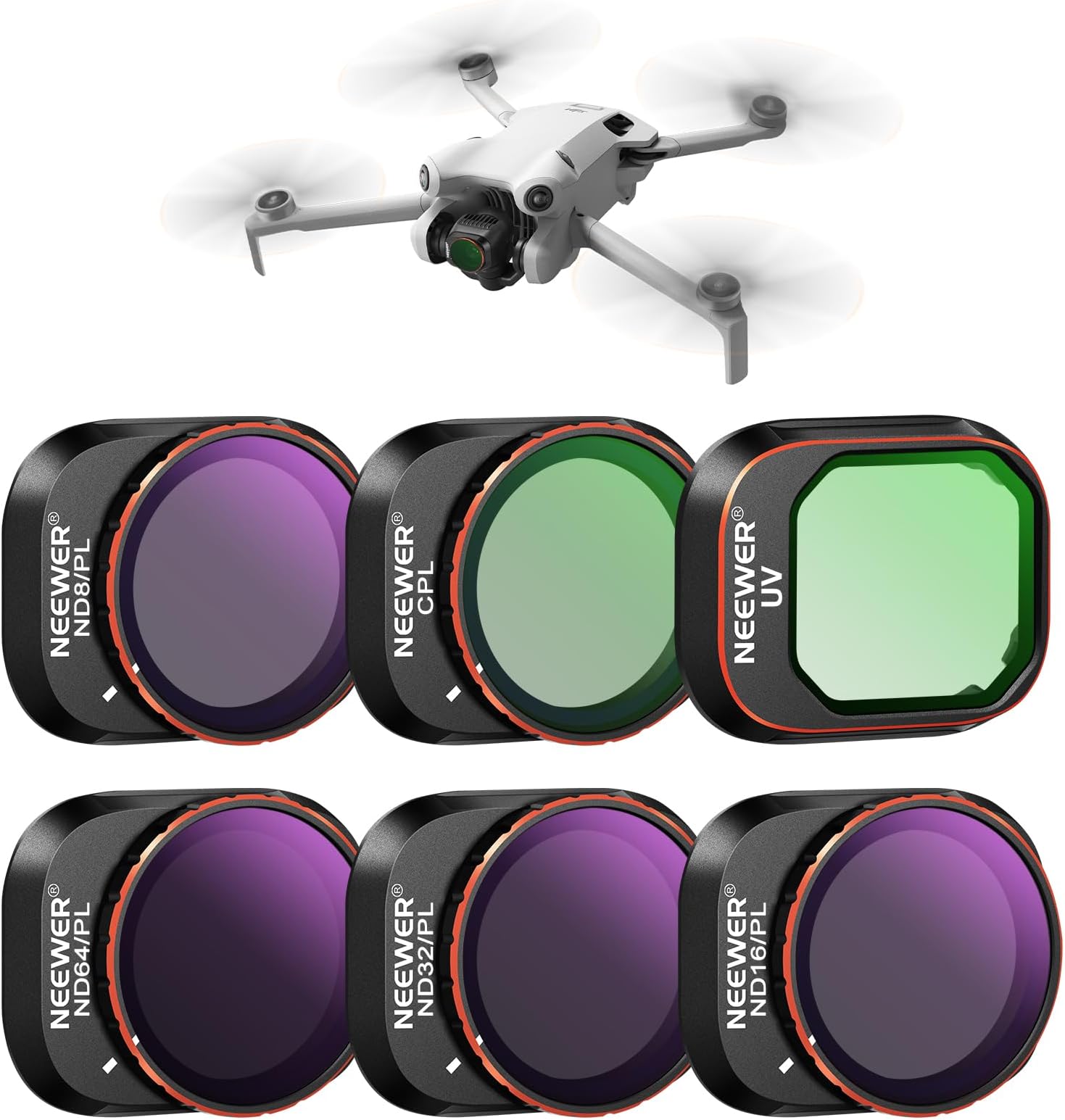 ND/PL Filter Set Compatible with DJI Mini 4 Pro, 6 Pack UV CPL ND8/PL ND16/PL ND32/PL ND64/PL Polarizer Neutral Density Drone Lens Accessories, Multi Coated HD Optical Glass/Aluminum Frame