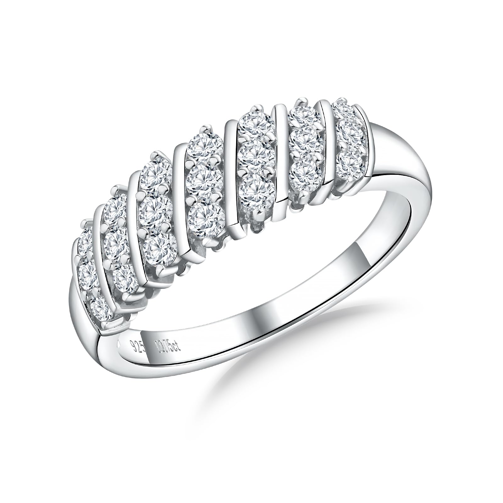 AGRULE Eternity Ring for Men Women Sterling Silver Wedding Band Emerald/Sapphire/Ruby Engagement Rings VVS Moissanite Wedding Rings, Size 6 to 10