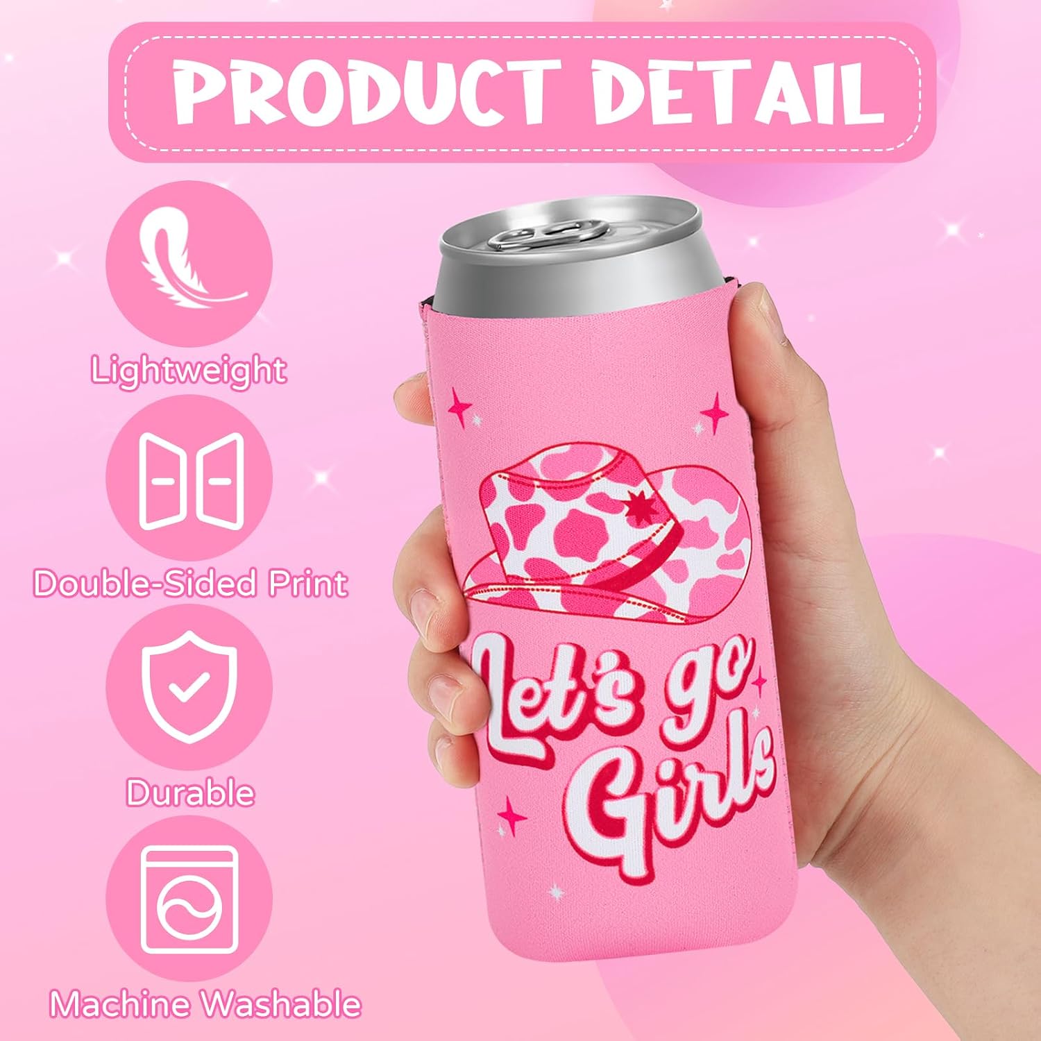 12 PCS Cowgirl Disco Can Cooler Bachelorette Cowgirl Can Sleeves