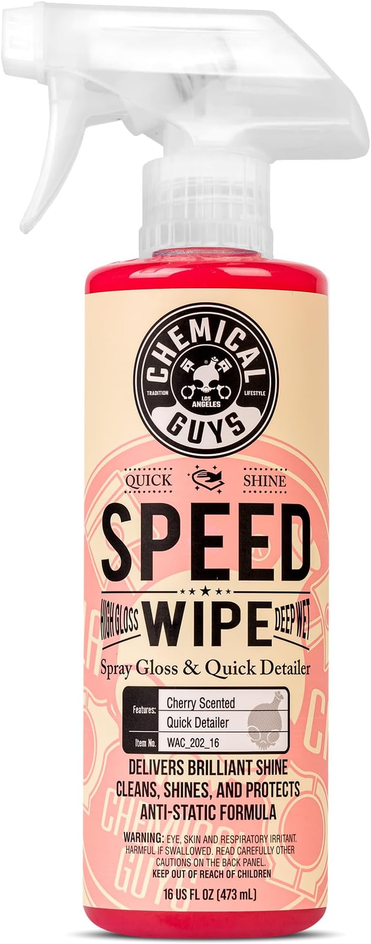 Speed Wipe Quick Detailer - High Gloss, Streak-Free Shine, Detail Spray for Cars, Trucks, Motorcycles, RVs, and More, Safe on Paint, Glass, Wheels, and Trim, Cherry Scent, 16 fl oz