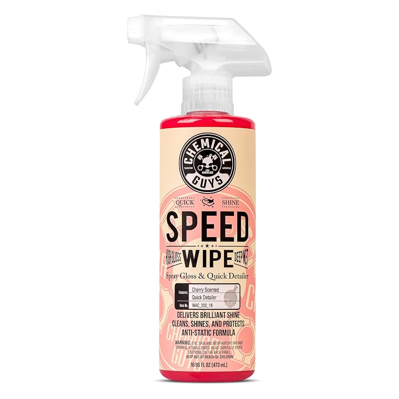 Chemical Guys Speed Wipe Quick Detailer Spray para Lavagem sem Água, Brilho Intenso, Aroma de Cereja, 473 mL