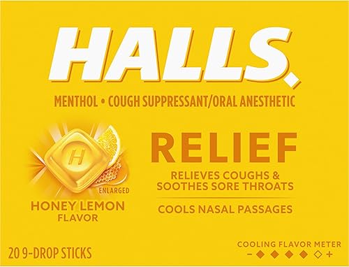 Miniatura 15 de HALLS Relief Honey Lemon Cough Drops, 20 Packs of 9 Drops (180 Total Drops)