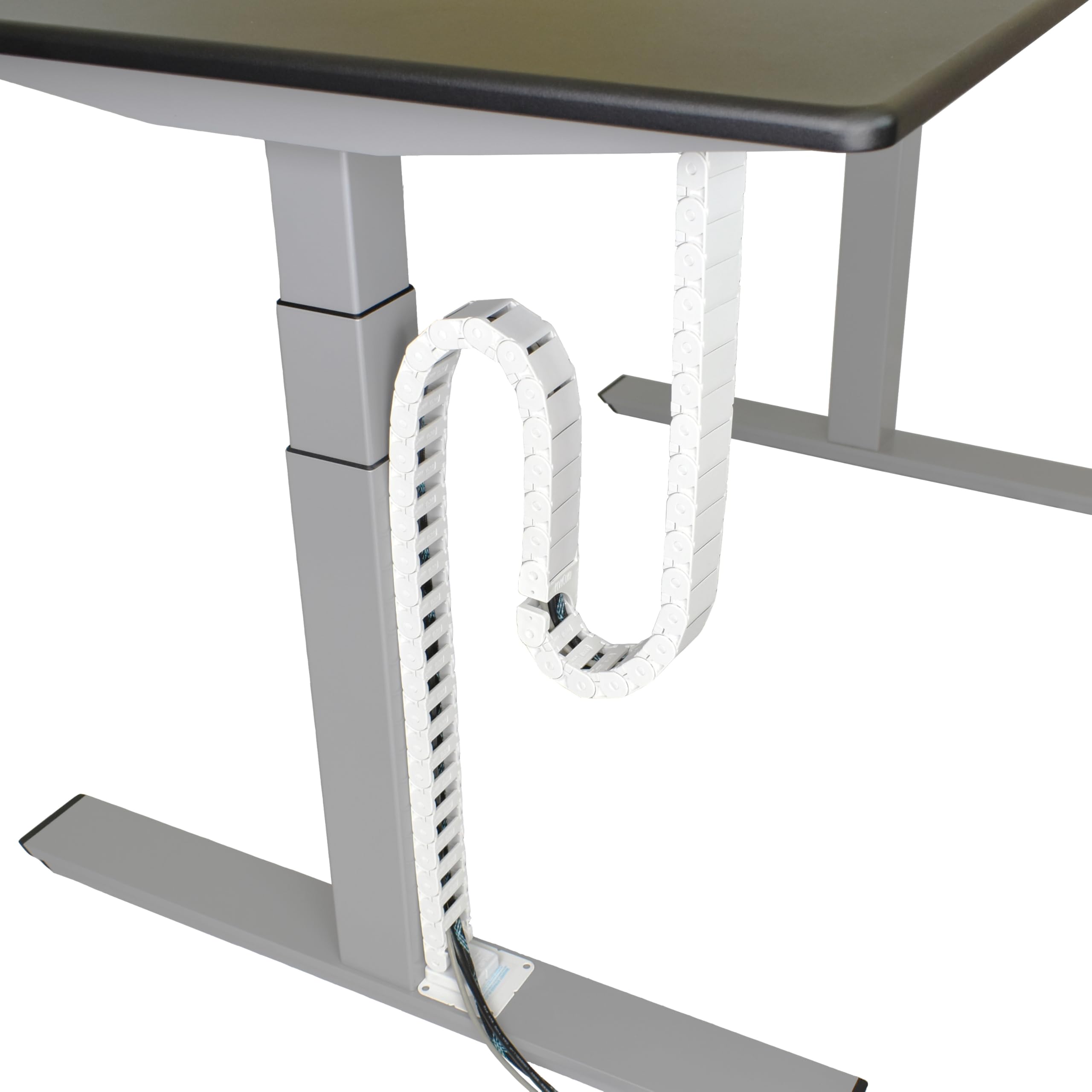 PivyCord-Vez Flex Chain Raceway Cable Management Solution for Sit-Stand Variable Height Desks, Flexible Cable Raceway to Hide, Organize and Protect Wires and Cables, White