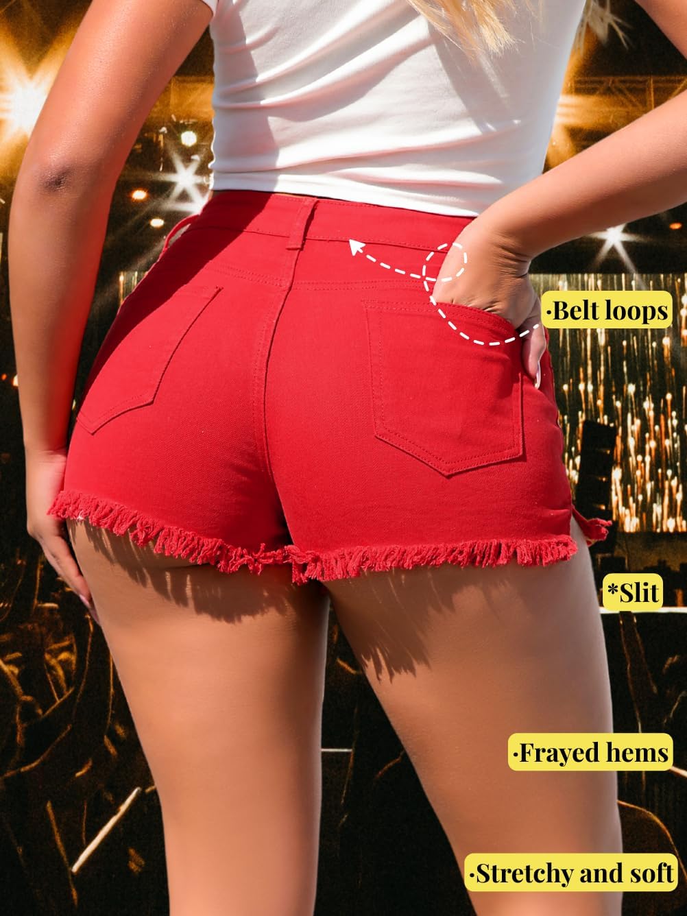 EHSUYAB Sexy Womens Cowgirl Jean Shorts, Denim Stretchy Ripped Cut Off Fringe Frayed Raw Hem, Party Casual Rave Outfits Club