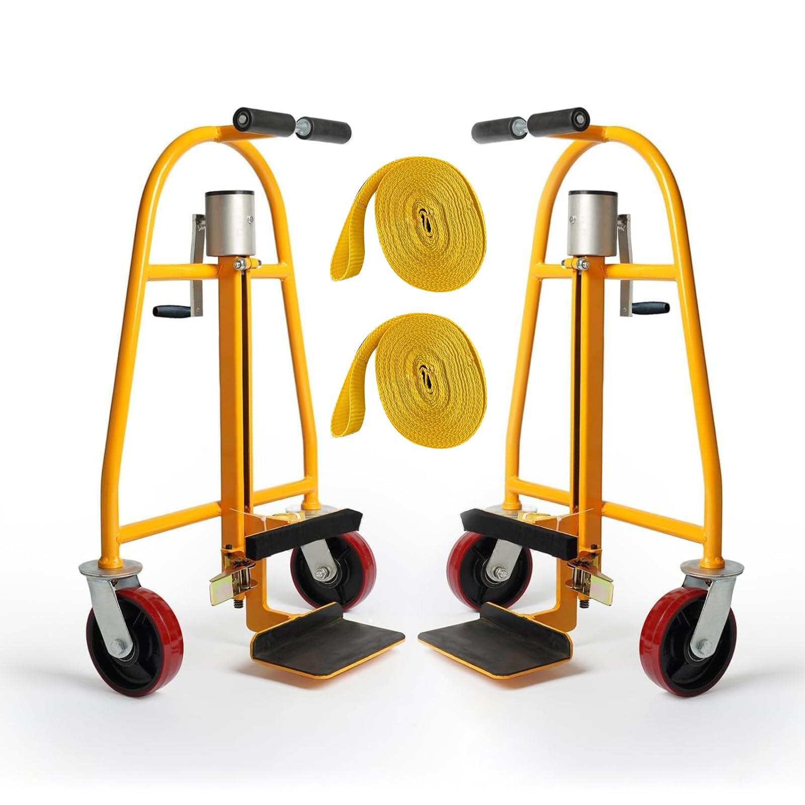 Legines Furniture Moving Dolly Set, 1300 lbs Capacity, 12 Inch Lift Height, Heavy Duty Machinery Mover with Wheels, Set of 2, Yellow