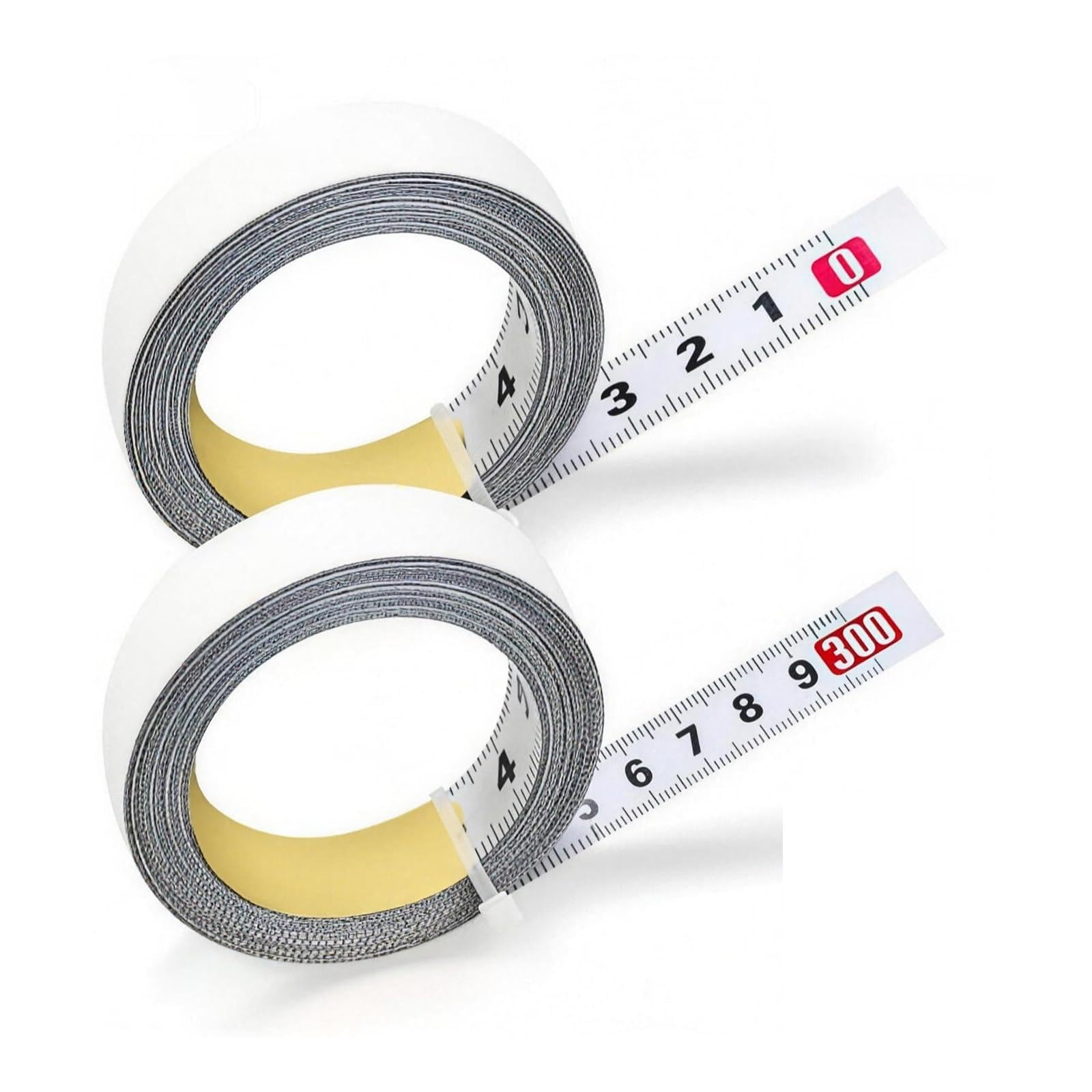 2 cintas métricas metálicas autoadhesivas de 3 m, cinta métrica con escala, accesorio para banco de trabajo, sierra de mesa, riel de guía, regla para carpintería, adhesiva, métrica, mesa de sierra, me