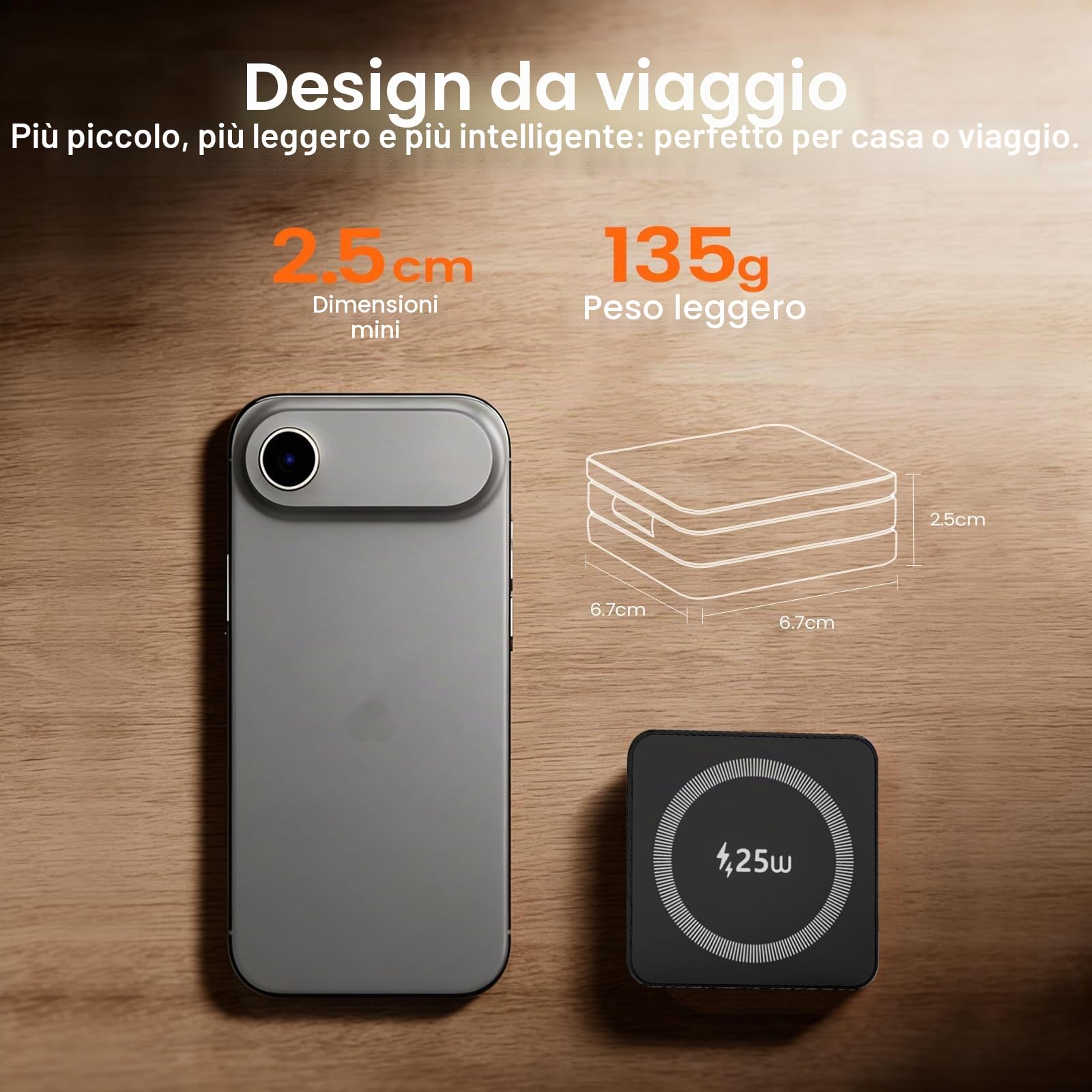 Caricatore Wireless MagSafe 3 in 1 da 25W, stazione di ricarica magnetica per iPhone 12–17, Apple Watch e AirPods, caricatore a induzione Qi con USB-C, supporto pieghevole per casa e ufficio,nero