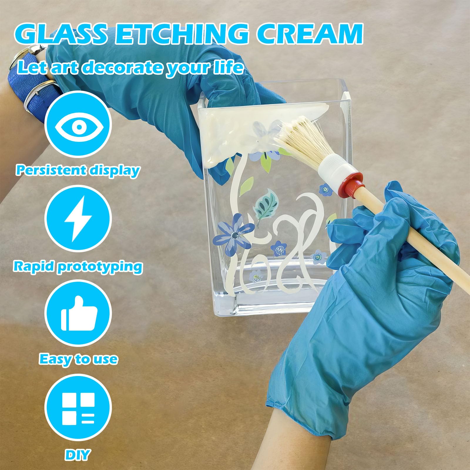 Etchall Crème à Dépolir Le Verre 50 Ml – Pour Gravure Personnalisée, Effet Givré Permanent – Idéale Avec Pochoirs