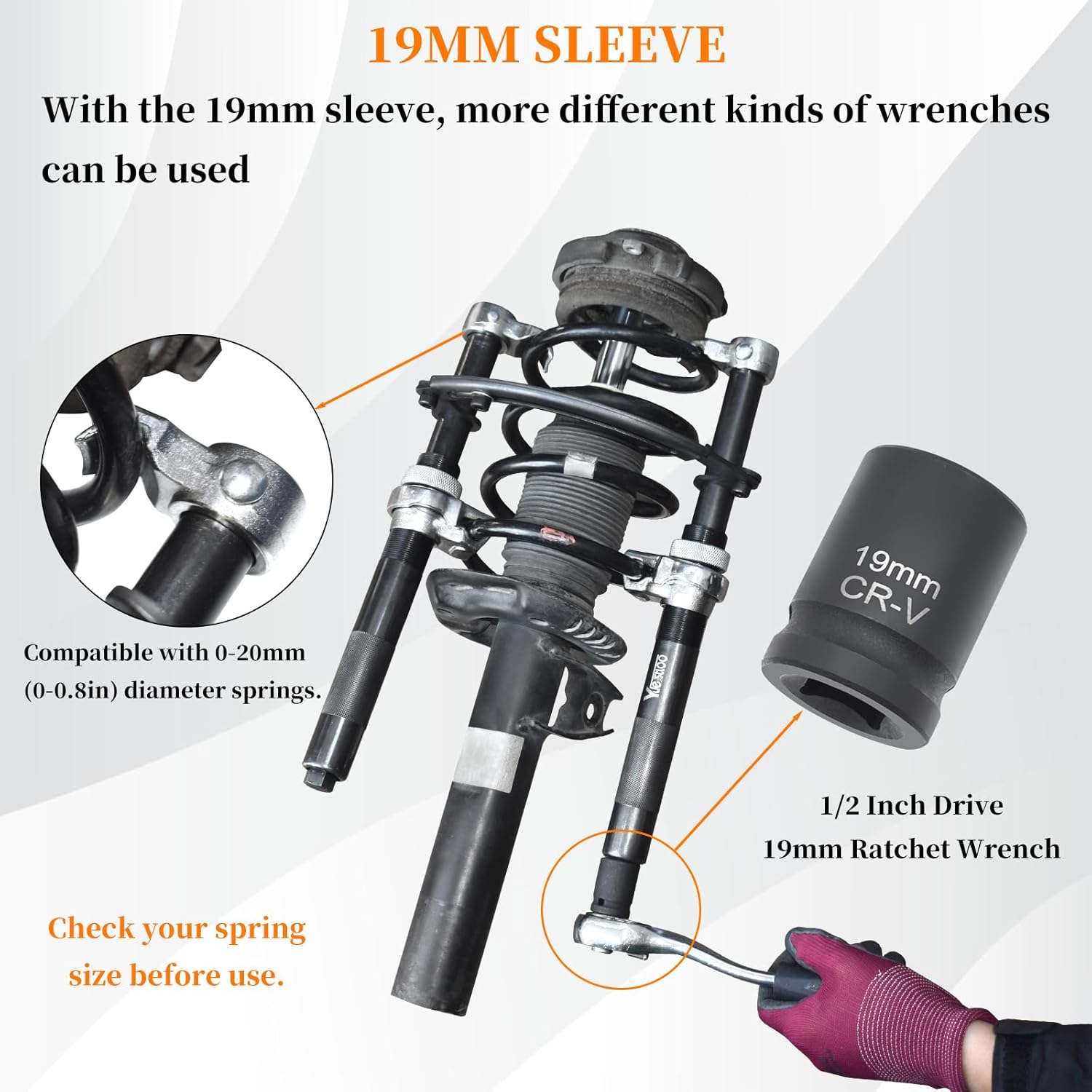 Coil Spring Compressor Tool Automotive Heavy Duty Macpherson Strut Spring Compression Set with Extendable Safety Bracket for Car ATVs Trucks, Max Load.2700LB