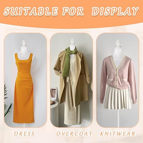 Miniatura 6 de Maniquí de forma de vestido femenino, torso corporal de maniquí con soporte de altura ajustable, forma de vestido blanco con trípode ajustable para