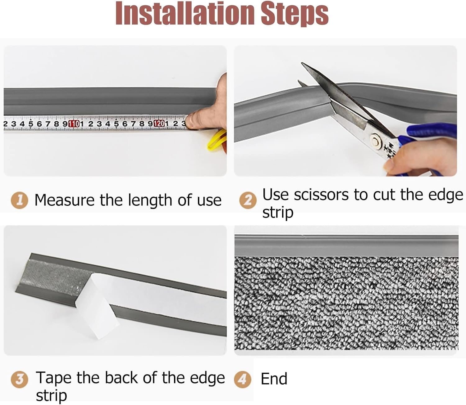 Cuttable Grey PVC Rug Edging Strip, Durable Mat Guard Trim, Detachable Floor Protector for Mats, Versatile Skirting Board Protector, Ideal for Home & Office Use