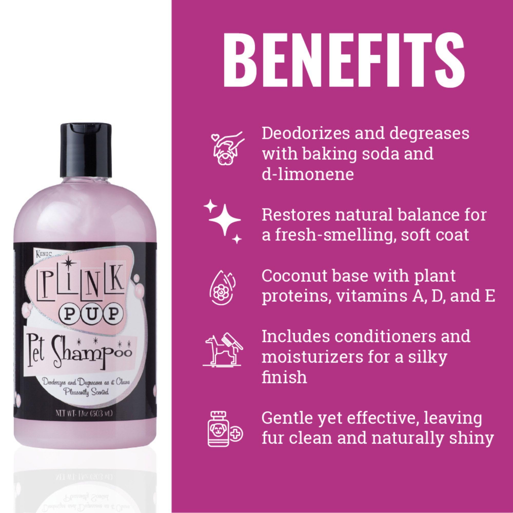 Kenic Pink Pup Gentle Feel Good Pet Shampoo, Soap & Paraben Free, USA Made, Liquid (RETRO7110)
