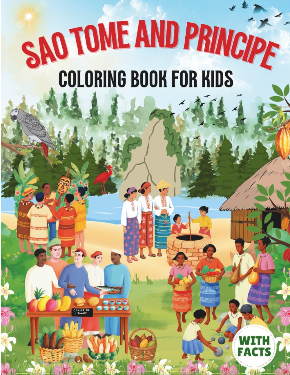Sao tome and Principe coloring book for kids with facts