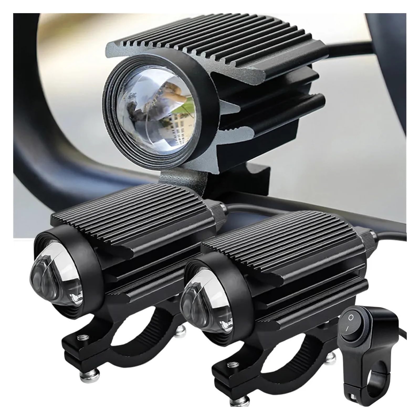 Phares LED Supplémentaires à 9 Puces Pour Moto, Feux Haut/bas/stroboscopiques à Longue Portée, Antibrouillard, Projecteur Auxiliaire Pour Motocross