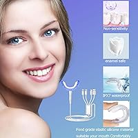 Vista 3 de TAWEE Kit de blanqueamiento dental seguro para dientes sensibles y esmalte con cable de luz aceleradora de blanqueamiento dental con 16 LED azules