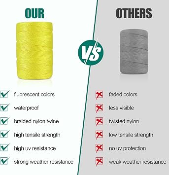 Romeda Mason line #18, 500 Ft Length String Line, Mason Line String, Construction String, Yellow String, Twine String for Gardening, Braided Mason Line, Masonry String Lines, String Lines