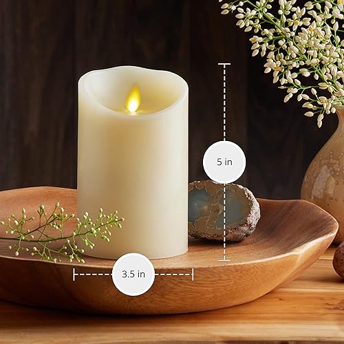 Miniatura 6 de Luminara Vela LED de pilar sin llama móvil con aroma a miel de vainilla, marfil perfumado - 5 pulgadas