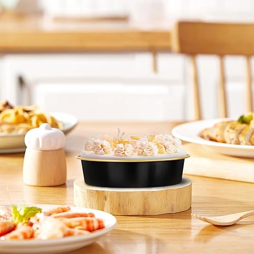 Miniatura 2 de ALEXPRE 50 mini latas para tartas con tapas, moldes de aluminio de 4 pulgadas y 8 onzas, mini moldes desechables individuales para tartas, moldes