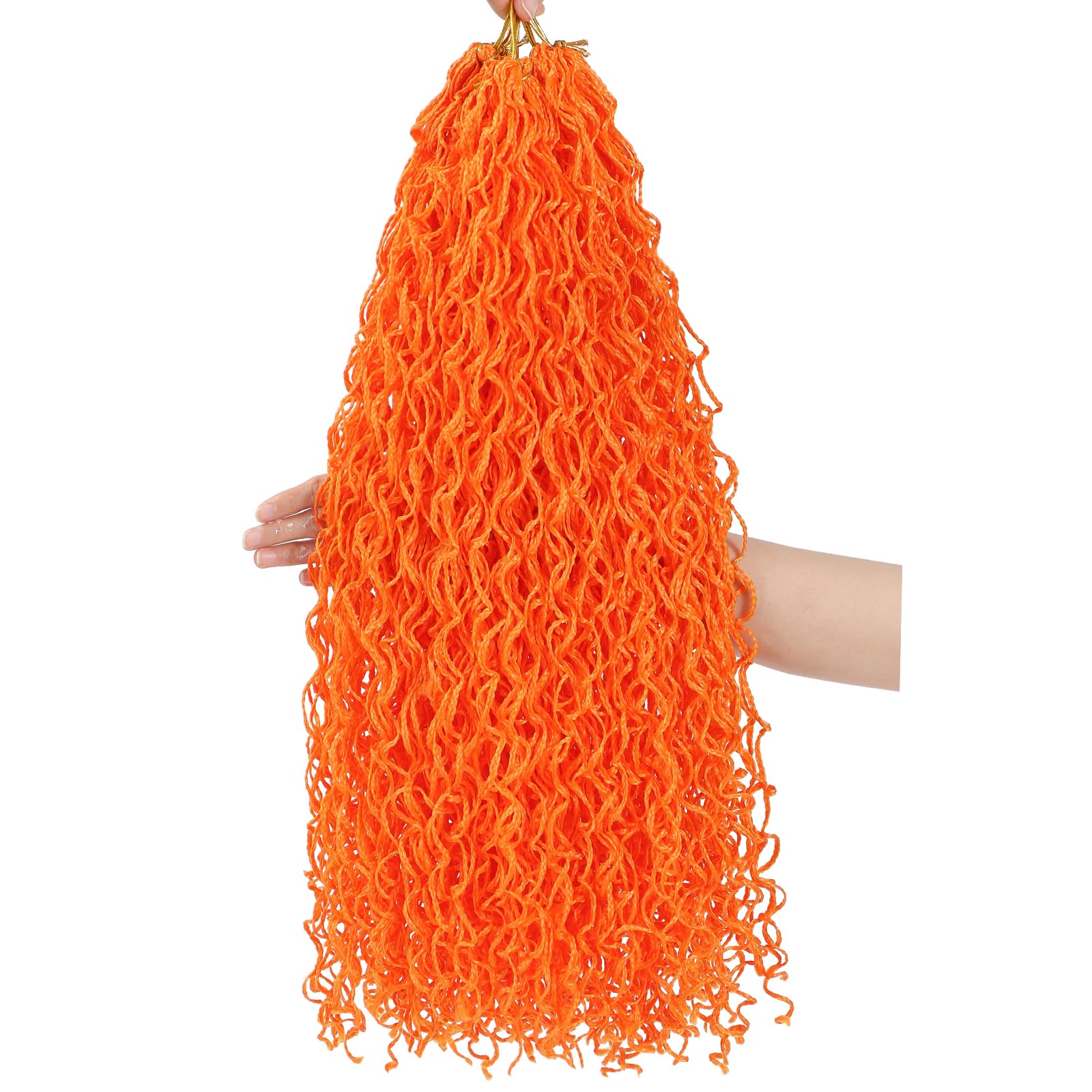 Crochet Box Braids- Boho Crochet Braids Boho Box Braids Crochet Hair Goddess Box Braids Crochet Hair For Black Women Pre Looped Crochet Hair Synthetic Braiding Hair (18-(7 Packs), Orange#)…