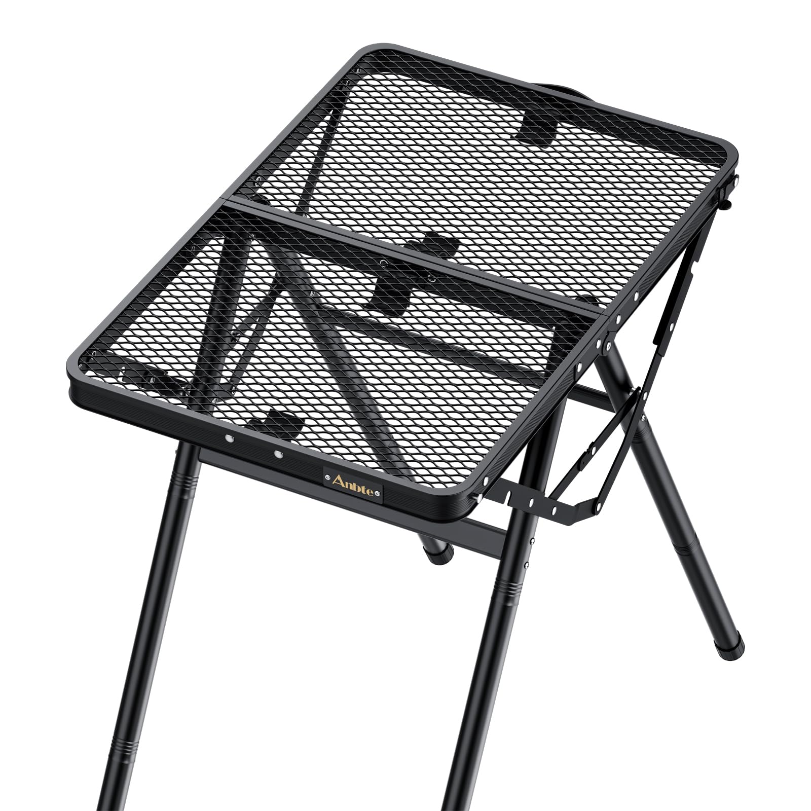 Anbte Mesa Camping Plegable 60 x 40 x 24.5/47.7/71cm, Mesa Plegable para Parrilla, Soporta 80KG, Estable, Tablero Resistente al Calor para Camping Barbacoa Cocina Patio