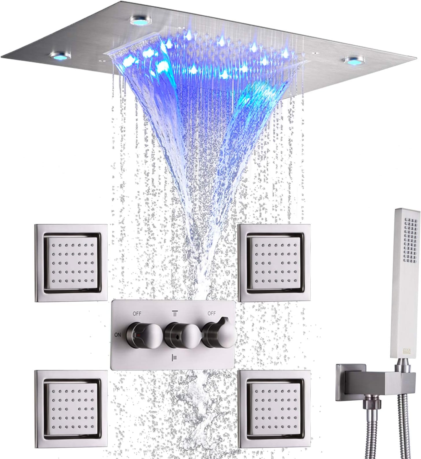 14X20 inch Waterfall And Rain LED Shower System