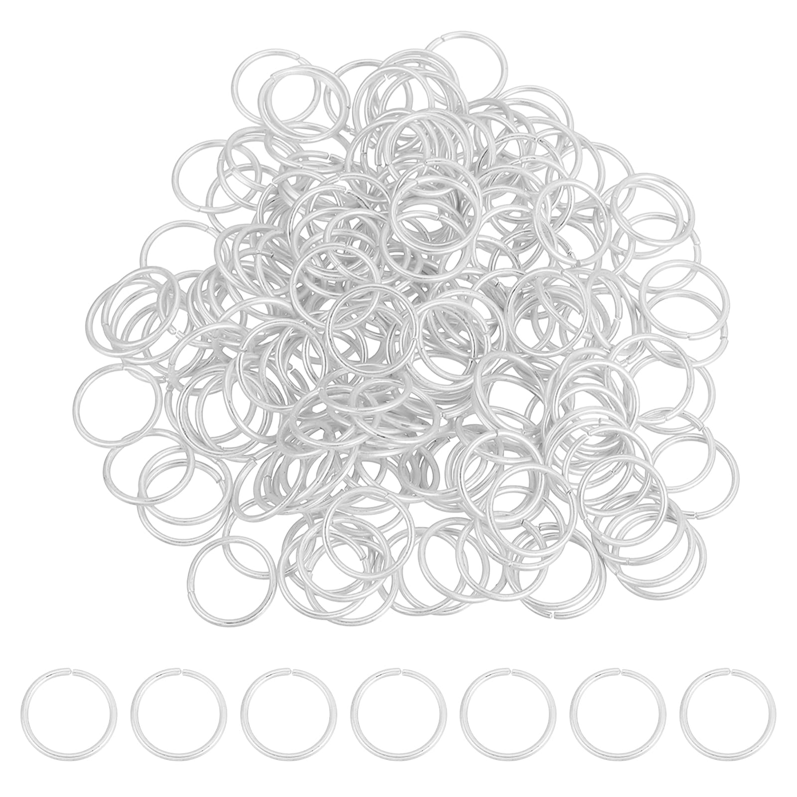 sourcing map 200 Pcs Open Jump Rings, 14mm Split Metal O Ring 1.2mm Thick Keychains Connector Ring for Jewelry Making DIY Necklaces Bracelet Earrings Craft Making, Matte Silver
