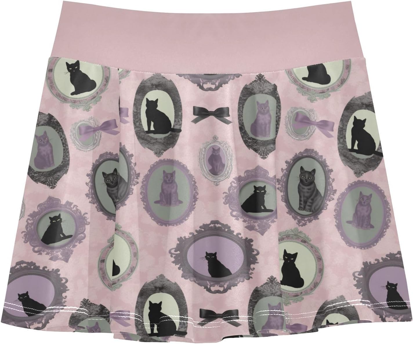visesunny Purple Frame Cat Bow Girl's Golf Skirt Athletic Tennis Skort Sport Activewear with Double Layer Pockets
