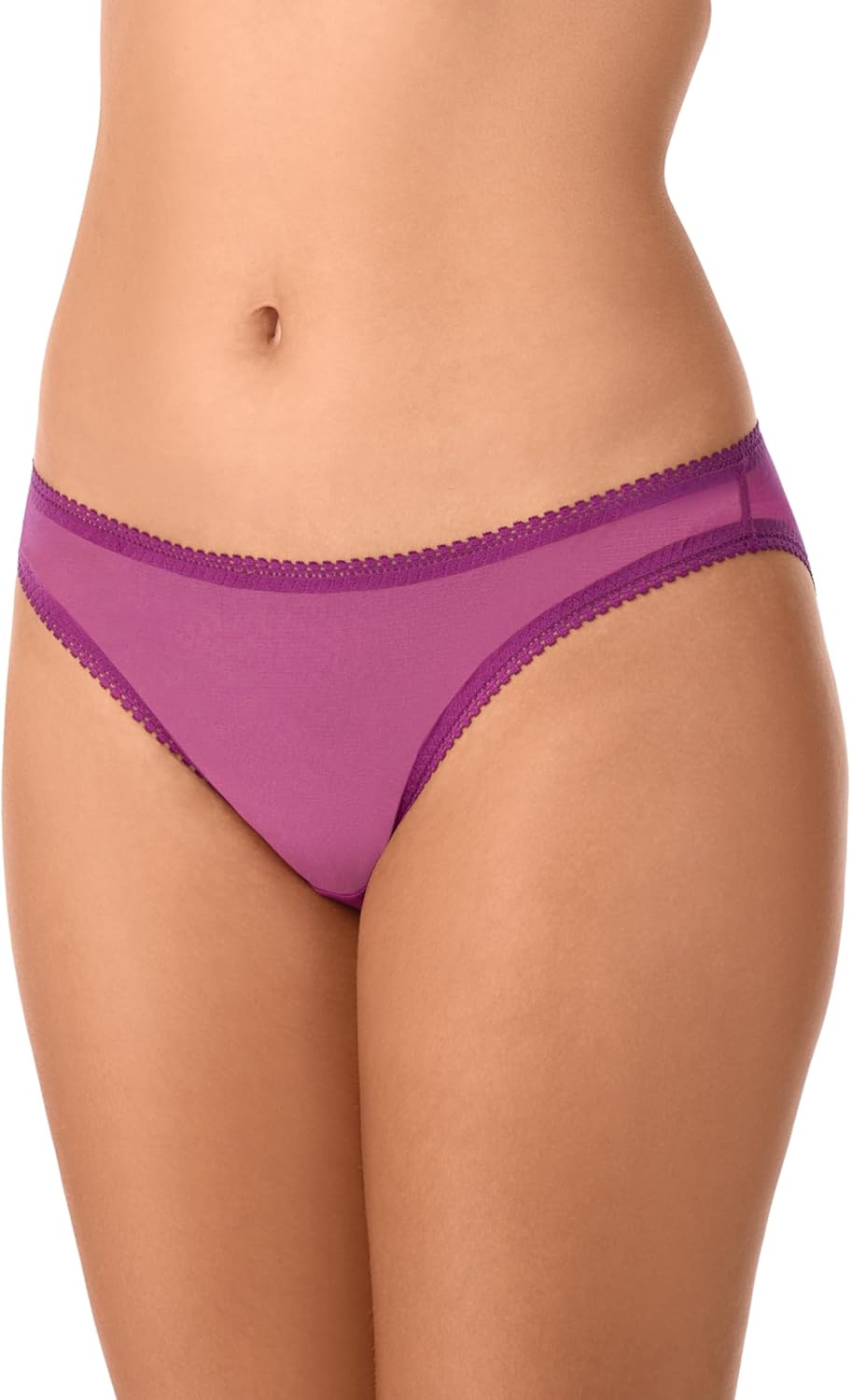 OnGossamer Women's Intimate Apparel Mesh Low-Rise Bikini Panty, Black/Purple/Floral Print, Large - Image 2