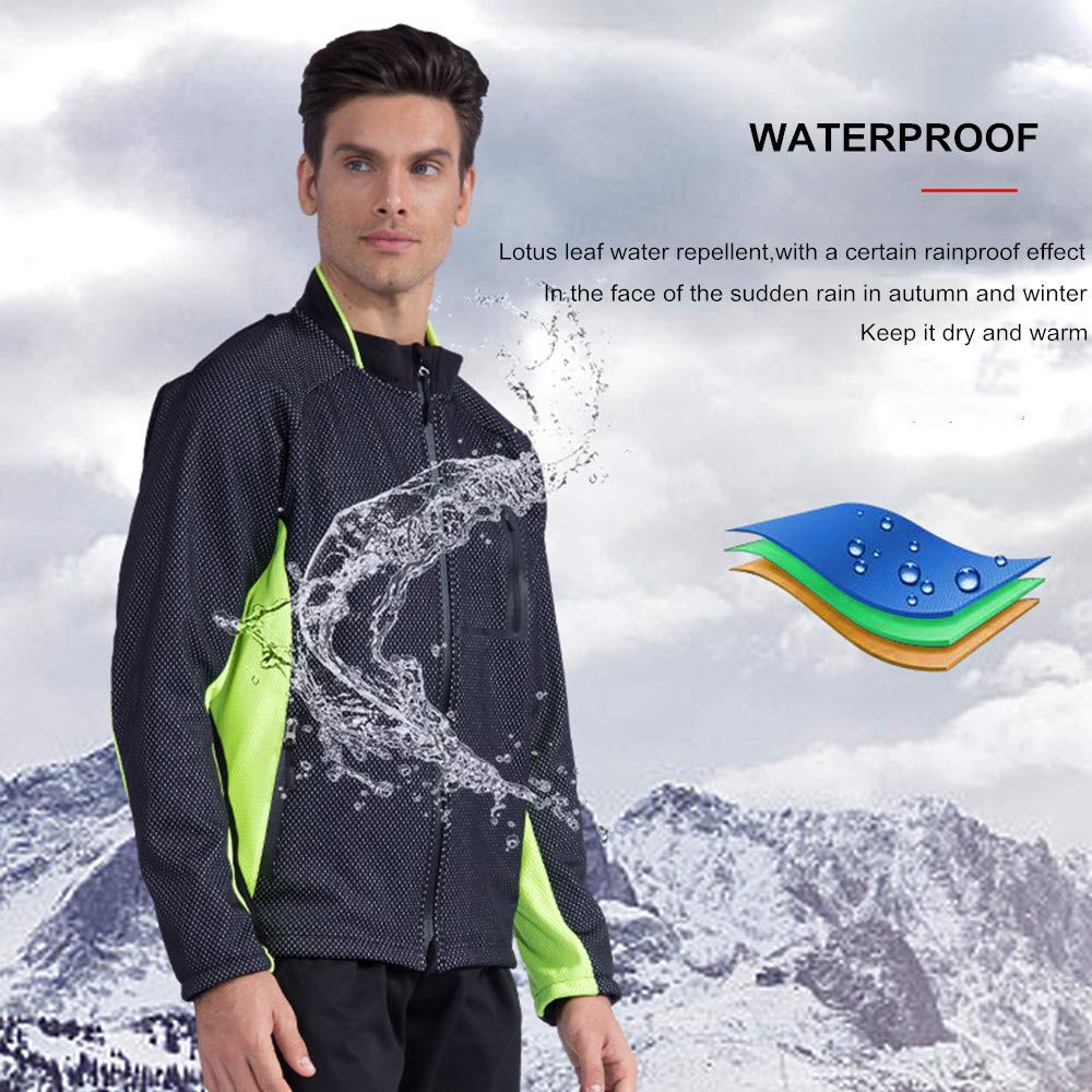 LINGKY Winter Windproof Fahrradjacke, Herren Radjacken Für Herren MTB Mountainbike Jacke Visible Reflective Fleece Warm Jacket