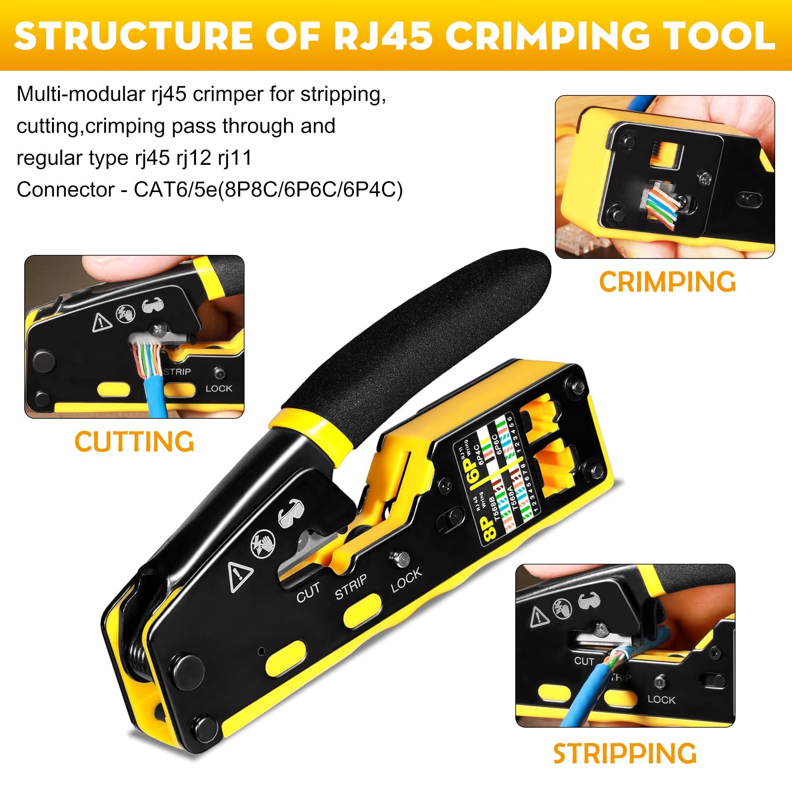 trophable Netzwerk-Werkzeug-Set, 12-in-1, professionelles RJ45-Crimpwerkzeug-Set