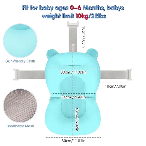 Miniatura 7 de Colorlife Red de soporte para asiento de baño para bebé, cómoda y ajustable, antideslizante, de tres puntas, malla para recién nacido de 0 a 6