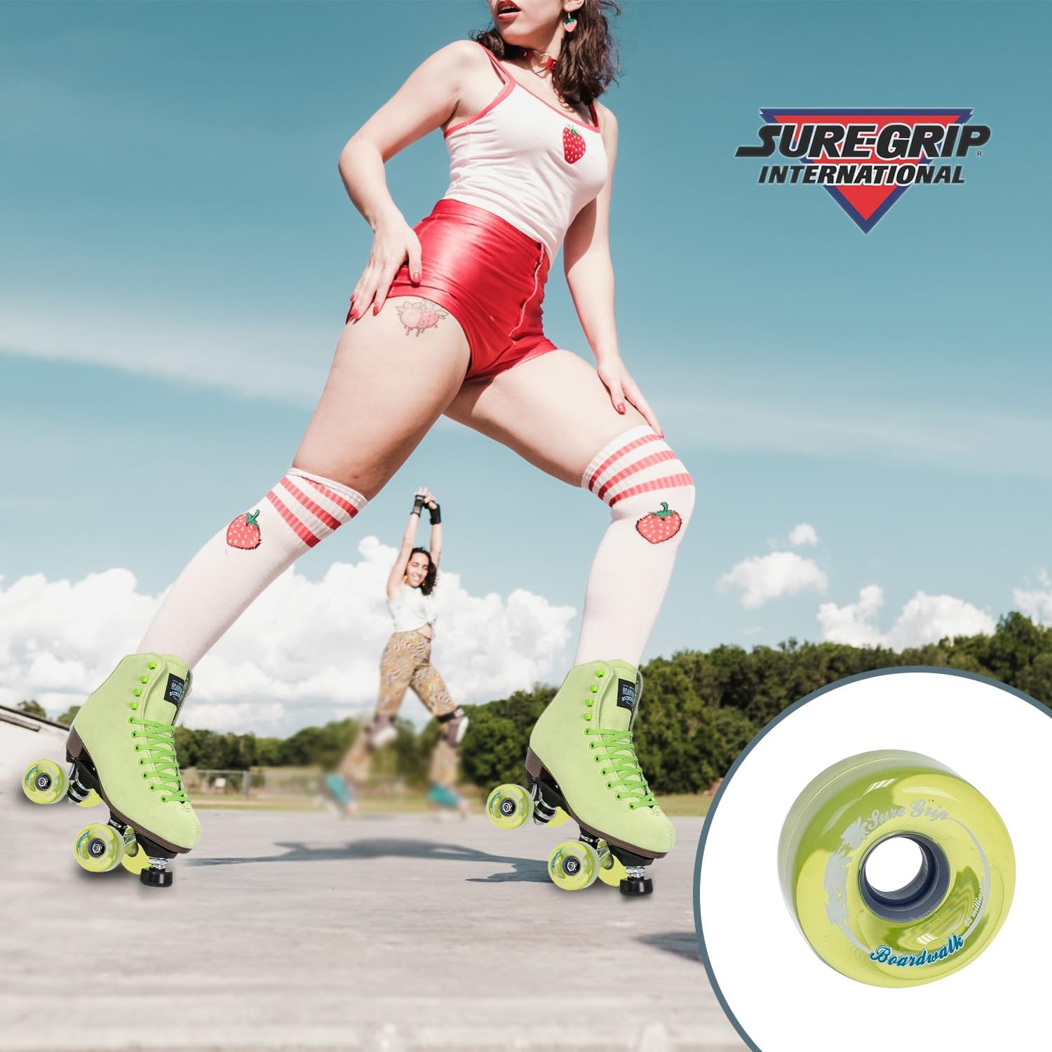 Sure-Grip Boardwalk Outdoor Roller Skates Wheels | Made with Urethane & 65mm Diameter | Suitable for Complete Wheels Replacement Made in USA (Set of 8 Wheels)