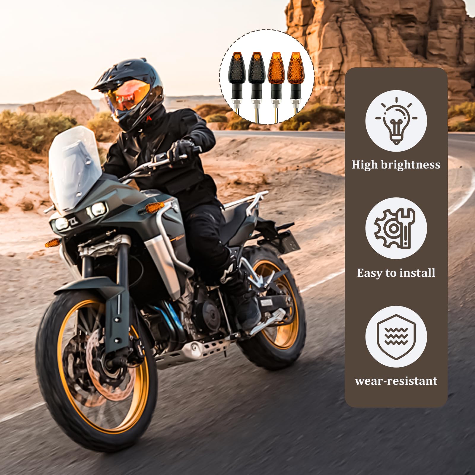 Set Di 4 Indicatori Di Direzione Per Moto - 14 LED, Impermeabili IP68, 12V, Universali Per Moto, Scooter, ATV, Quad