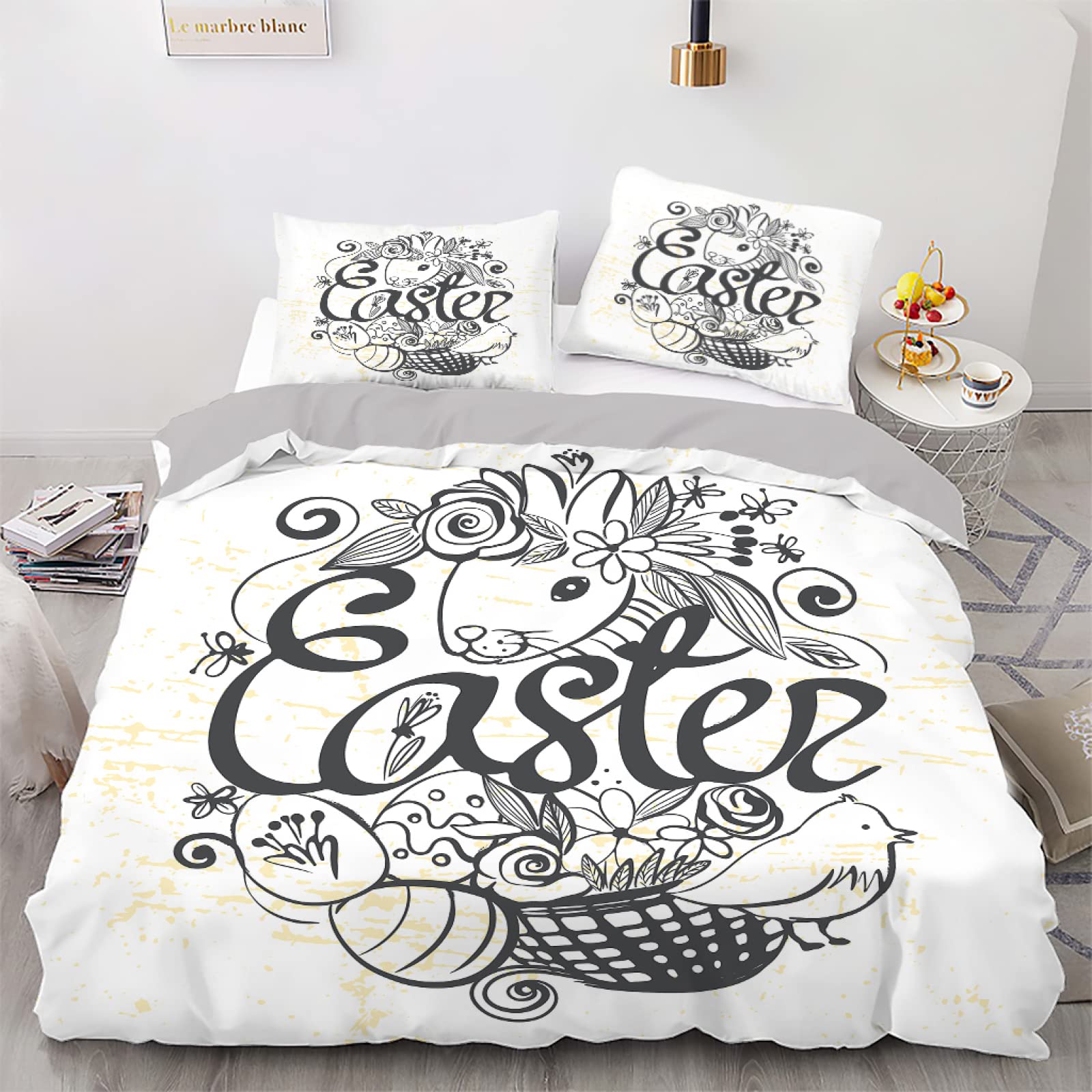 Housse de couette 140x200 blanche anti-glisse microfibre zippée pour lit enfant ado