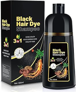 IIIMEIDU Hair Dye Shampoo for Gray Hair Coverage, 3 in 1 Natural Black Dye for Women Men, 500ml