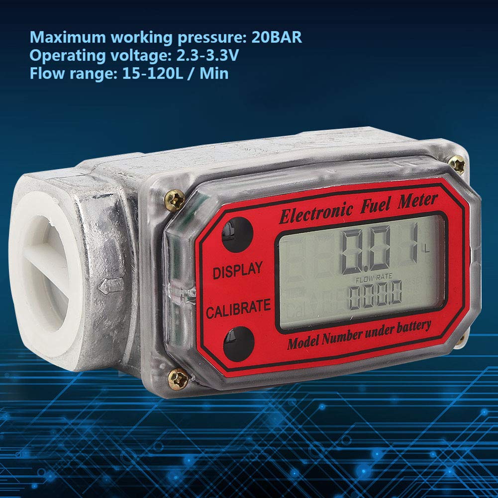 15-120L 1 "NPT Misuratore di Portata a Turbina Digitale Misuratore di Portata Carburante Misuratore di Portata Carburante Gasolio Misuratore di Benzina(rosso)