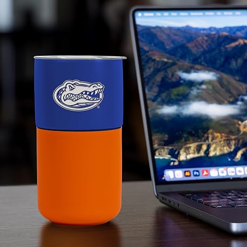 Miniatura 525 de Rico Industries NCAA Miami of Ohio Redhawks - Vaso de cerámica de 16 onzas con agarre de silicona, grabado láser profundo, diseño de color negro