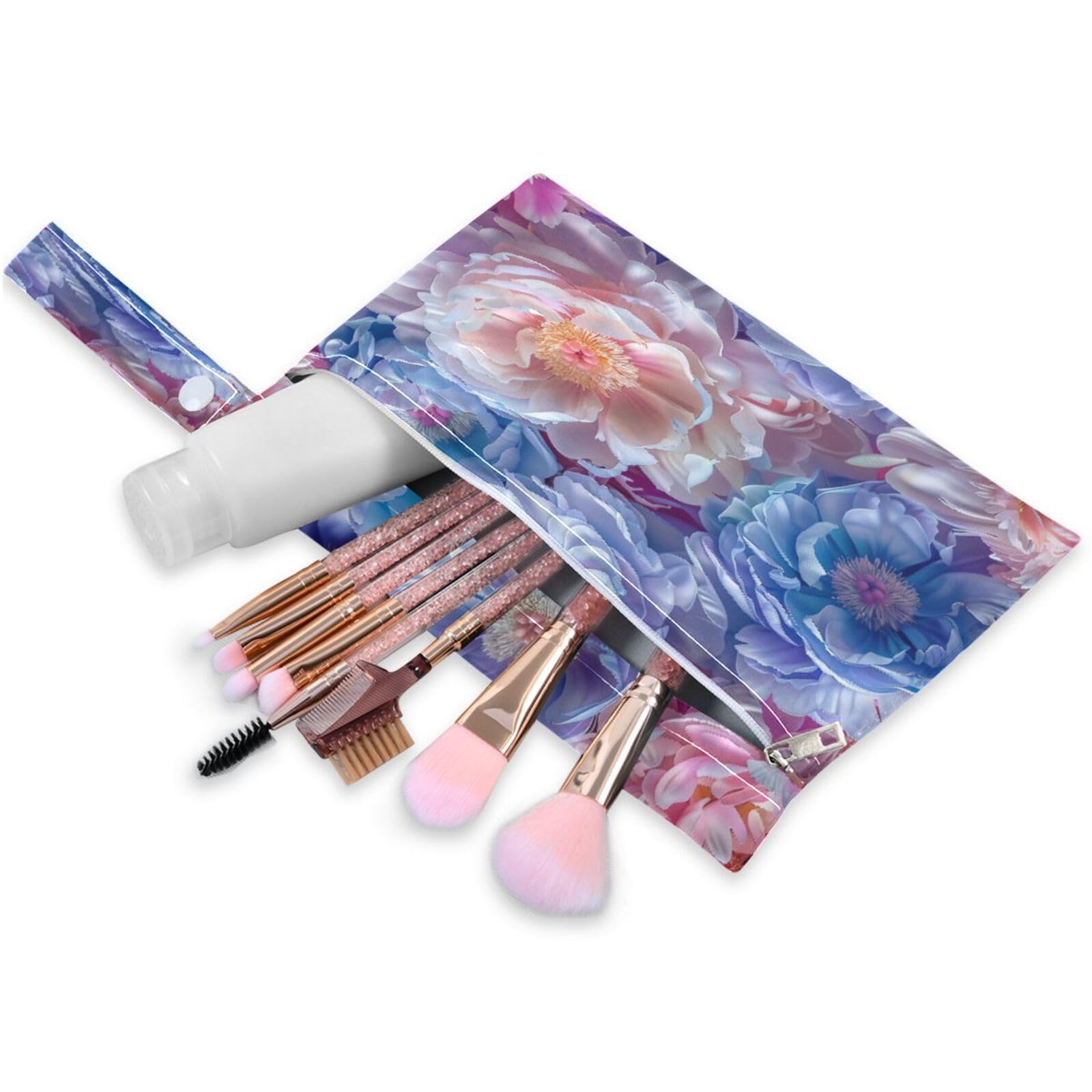 ATTX Beautiful Peonies Wet Dry Bags 2-Pack - Reusable Cloth Diaper Storage for Travel, Beach & Gym | Multi-Use Waterproof Bags for Swimsuits, Baby Clothes, Sports Gear#370