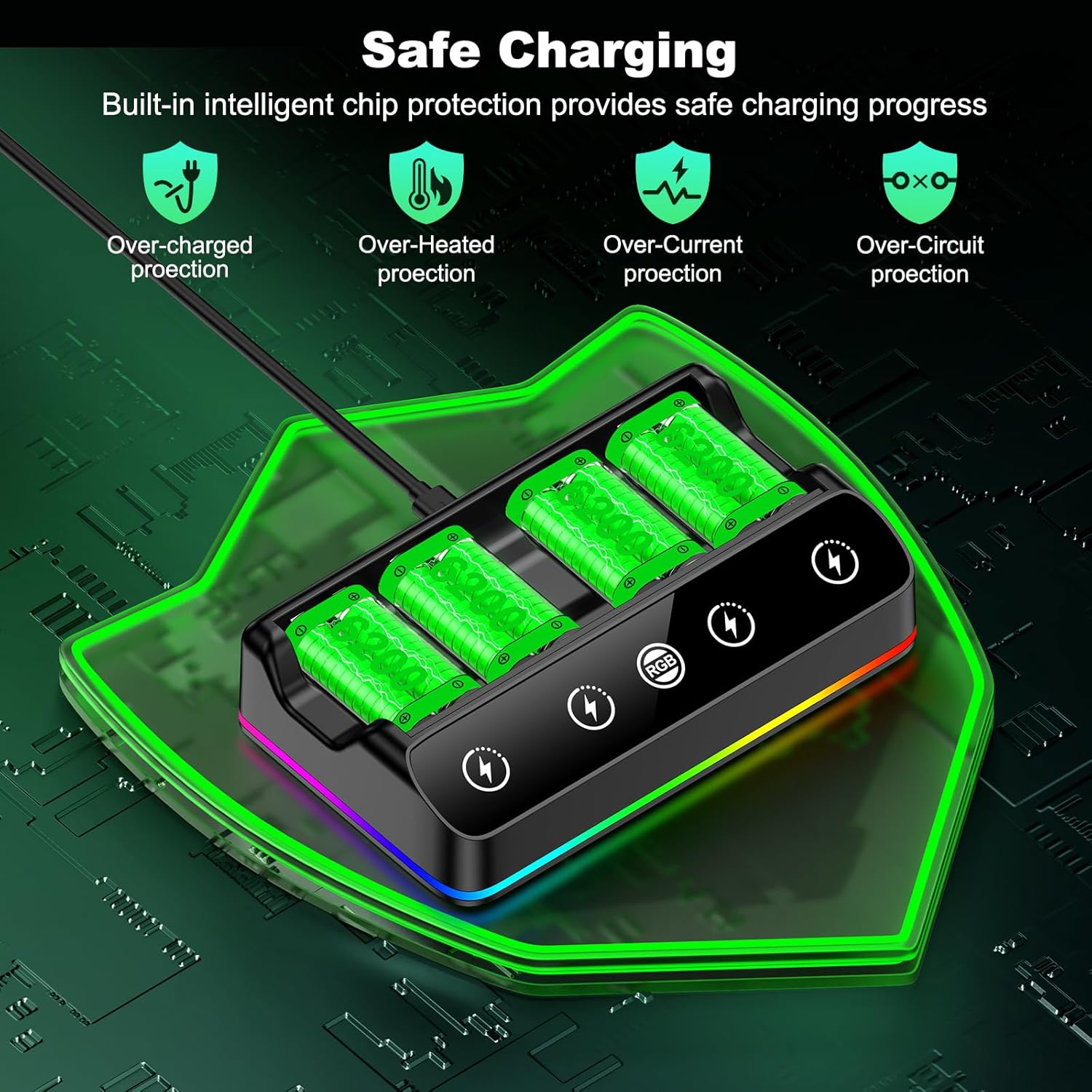 Rechargeable Battery Packs Compatible with Xbox One/Series S/X Controller, 4 x 6200mWh Rechargeable Battery Pack with Charging Station and USB C Cable Charger 360 Consoles