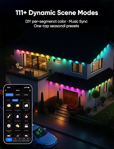 Miniatura 3 de Luces inteligentes permanentes para exteriores, RGB con IC + blanco (6000 K), iluminación debajo del alero, 100 pies72 LEDsluz IP67controlador IP65,