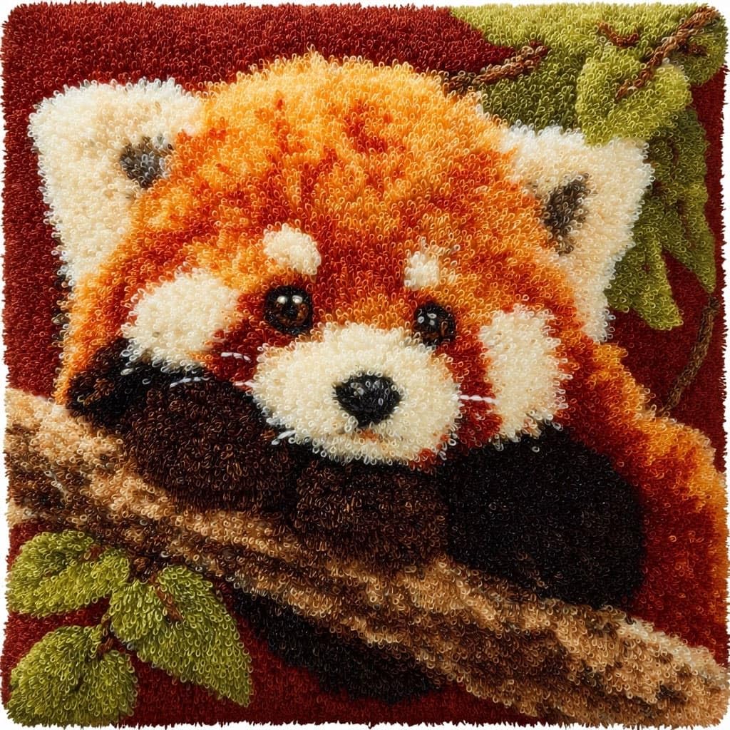 WallustrioaW Latch Hook Kits for Adults Beginners,Animal red Panda