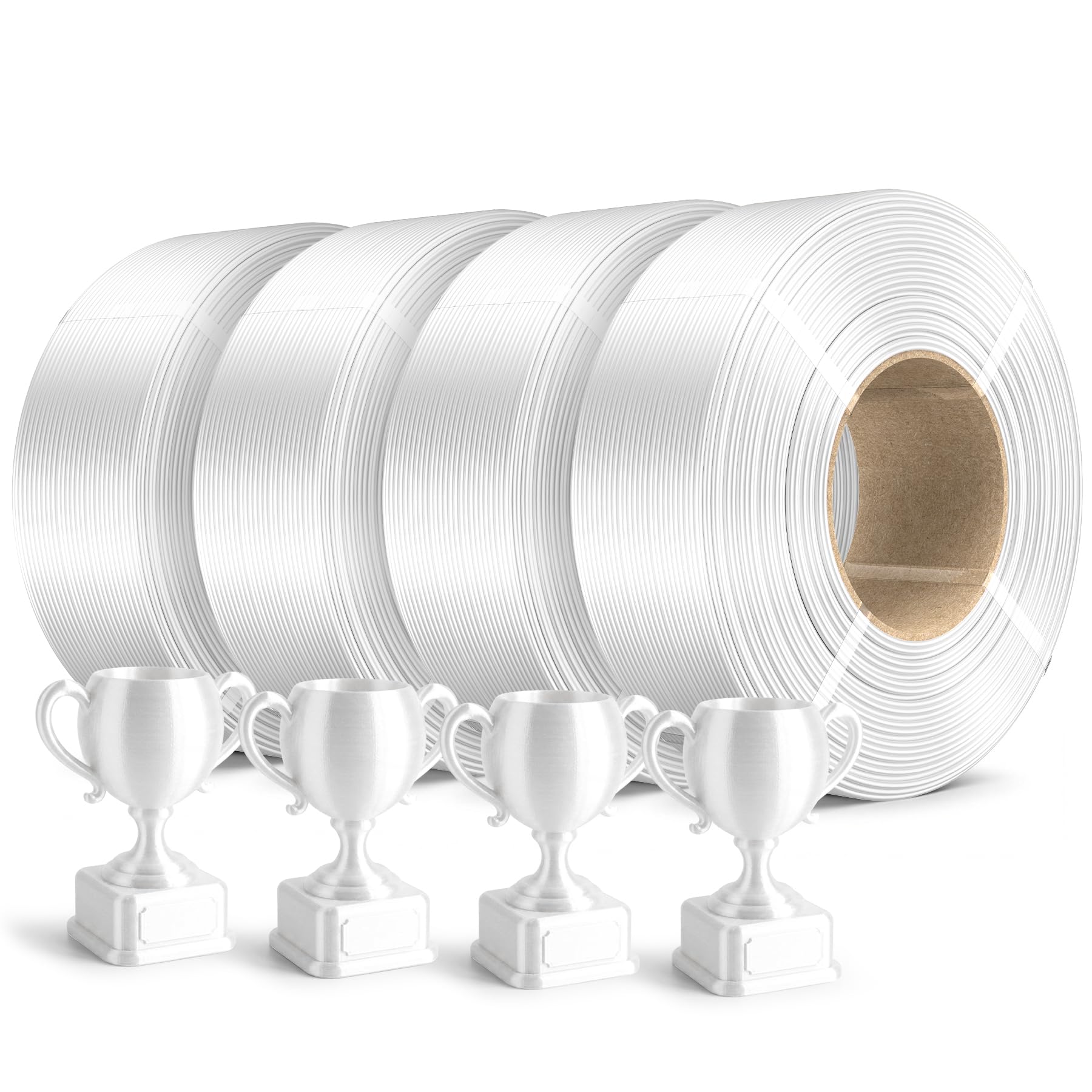 SUNLU 4KG Silk PLA Plus Filament Refill, No-Spool 3D Printer Silk Filament 1.75mm for Reusable Spools, Compatible with Bambu Lab 3D Printers, 1KG/Roll, 4 Packs, Silk White x4-image-27