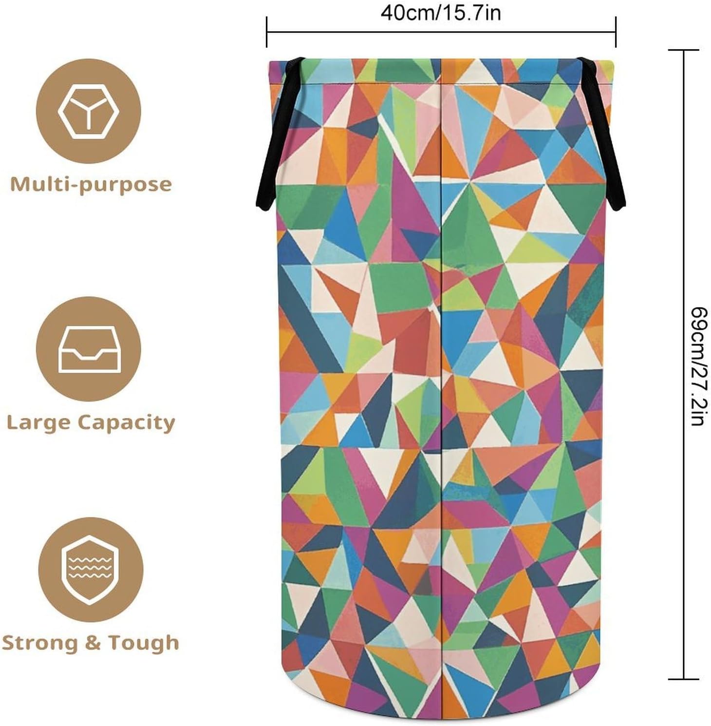Pattern Made of Triangles Laundry Hamper Large Collapsible Laundry Basket with Handles Waterproof Clothes Hamper Portable Dirty Clothes Basket for Bedroom Laundry Room Closet Bathroom