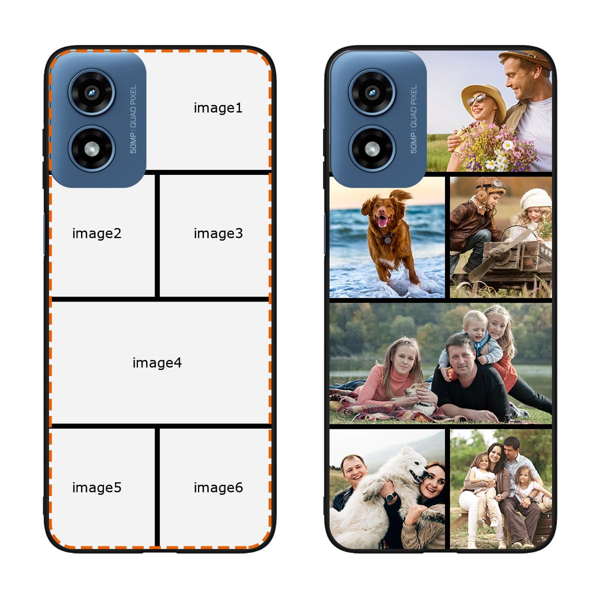 Klsify Custom Multiple Photos Collage Phone Case for Motorola Moto G Play (2024)/Moto G Play Gen 3 Customized Your Own Personalized Image Text Picture