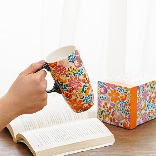 Miniatura 16 de Topadorn Taza de café de cerámica para regalo con tapa de 17 onzas, taza de té alta de porcelana con asa para el hogar y la oficina, taza