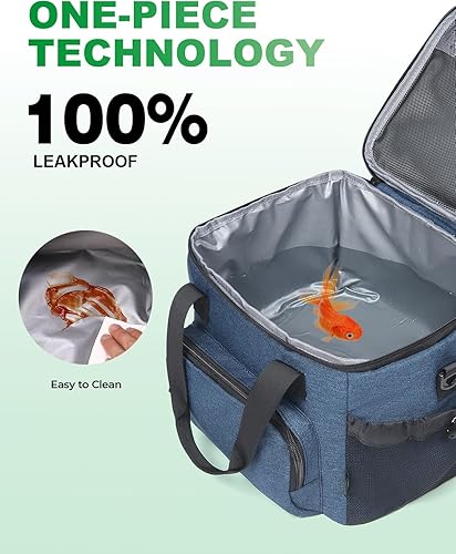 Miniatura 4 de F40C4TMP Lonchera con hojas dobles para hombres, bolsa de almuerzo grande con aislamiento para mujeres adultas, lonchera azul de 12 L, bolsa