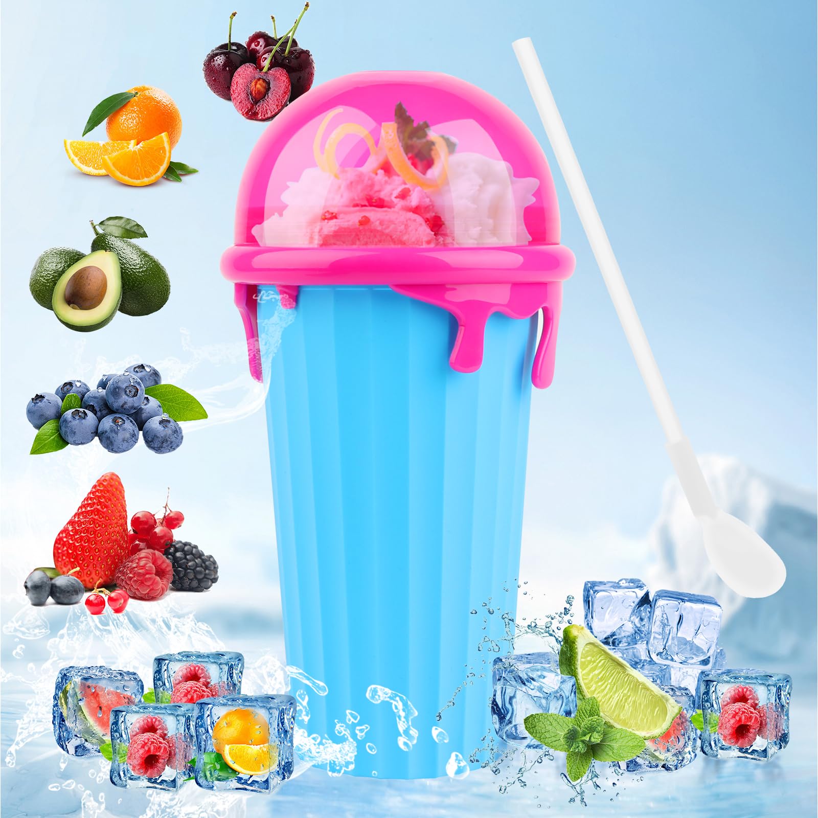 Zubebe Wiederverwendbare Schneekegelbecher – 16 Stück, 170 Ml, Bunt, Auslaufsicher, Für Slushies & Eis
