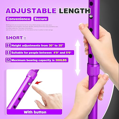 Miniatura 6 de BigAlex Bastón plegable con luz LED, base cuádruple giratoria, bastón ajustable con bolsa de transporte para hombres y mujeres