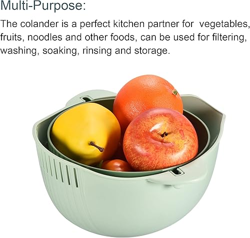 Miniatura 5 de CASA -J Juego de colador de cocina cuenco de lavado y colador de plástico cesta escurridor de pasta desmontable para limpieza de frutas y verduras